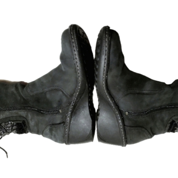 UGG Skylair Black Leather Knit Cuff  back Ties Wedge Heeled Boots Size US 9 - Picture 10 of 16